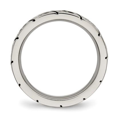 Chisel Titanium Polished with CZ 4mm Grooved Band