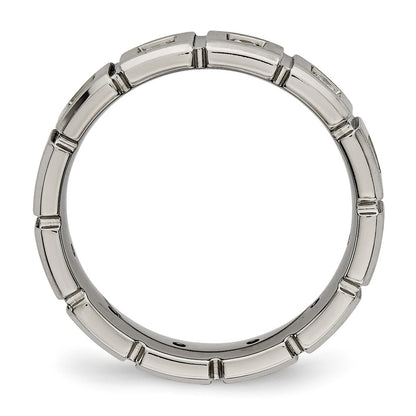 Chisel Titanium Brushed and Polished with CZ 5mm Grooved Band