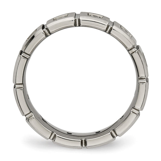 Chisel Titanium Brushed and Polished with CZ 5mm Grooved Band