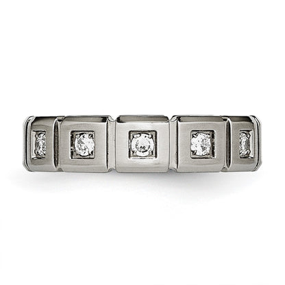 Chisel Titanium Brushed and Polished with CZ 5mm Grooved Band