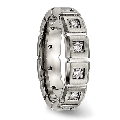 Chisel Titanium Brushed and Polished with CZ 5mm Grooved Band