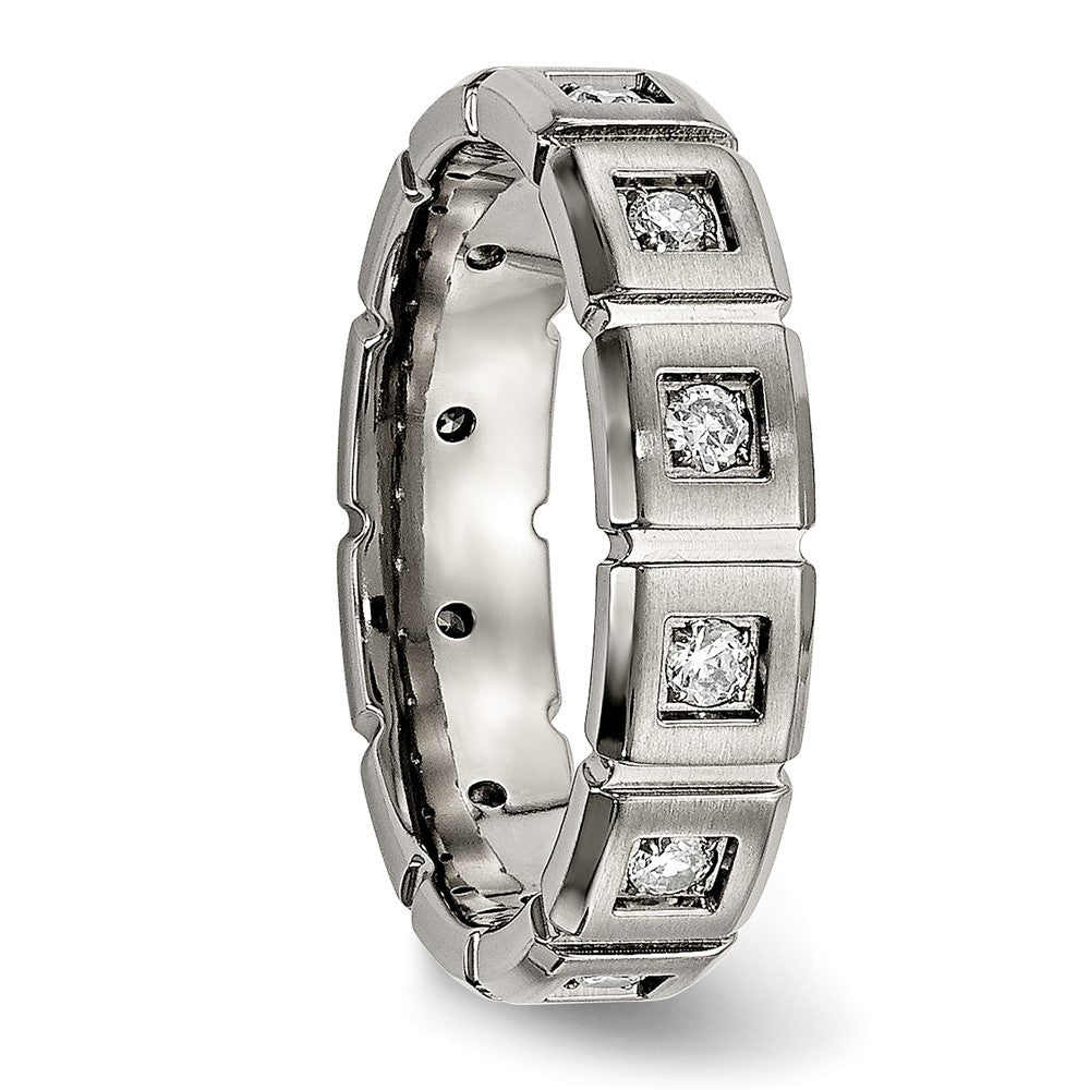 Chisel Titanium Brushed and Polished with CZ 5mm Grooved Band