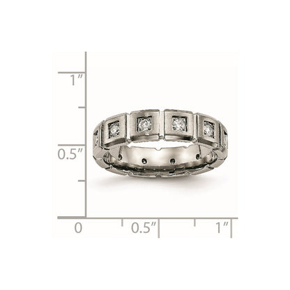 Chisel Titanium Brushed and Polished with CZ 5mm Grooved Band