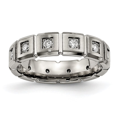 Chisel Titanium Brushed and Polished with CZ 5mm Grooved Band