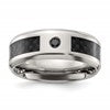 Chisel Titanium Polished with Black Carbon Fiber Inlay and CZ 8mm Band