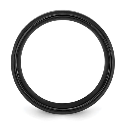 Chisel Black Titanium Polished with Black and Blue Carbon Fiber Inlay 8mm Band