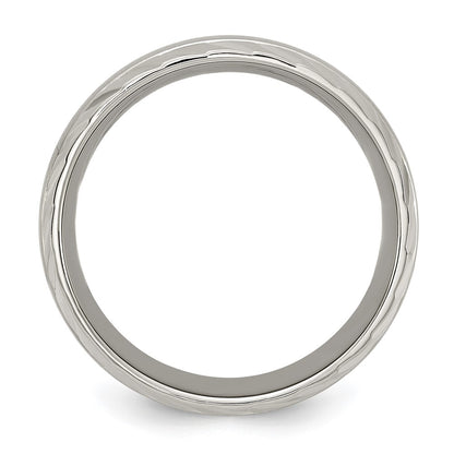 Chisel Titanium Polished with Brushed Center and Grooved Edge 8mm Band