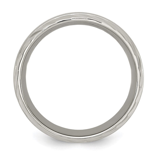 Chisel Titanium Polished with Brushed Center and Grooved Edge 8mm Band
