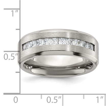 Chisel Titanium Brushed and Polished with CZ 8mm Band