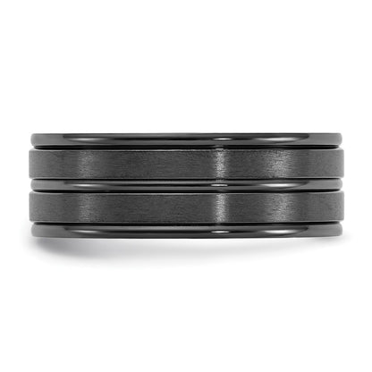 Chisel Titanium Black IP-plated Brushed and Polished 8mm Band