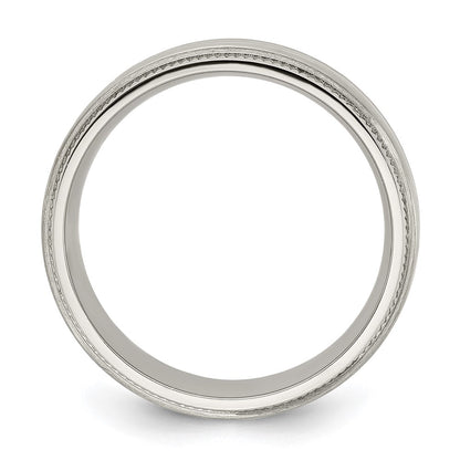 Chisel Titanium Brushed and Polished Textured Edge 7mm Band