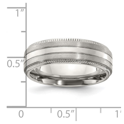 Chisel Titanium Brushed and Polished Textured Edge 7mm Band