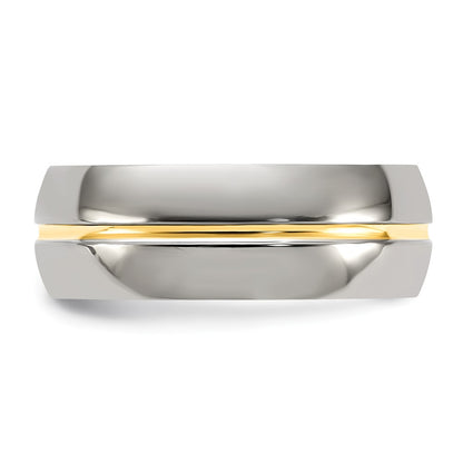 Chisel Titanium Yellow IP-plated Grooved 8mm Polished Band