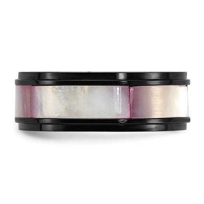 Chisel Titanium Black IP-plated Pink Mother of Pearl Inlay 8mm Band