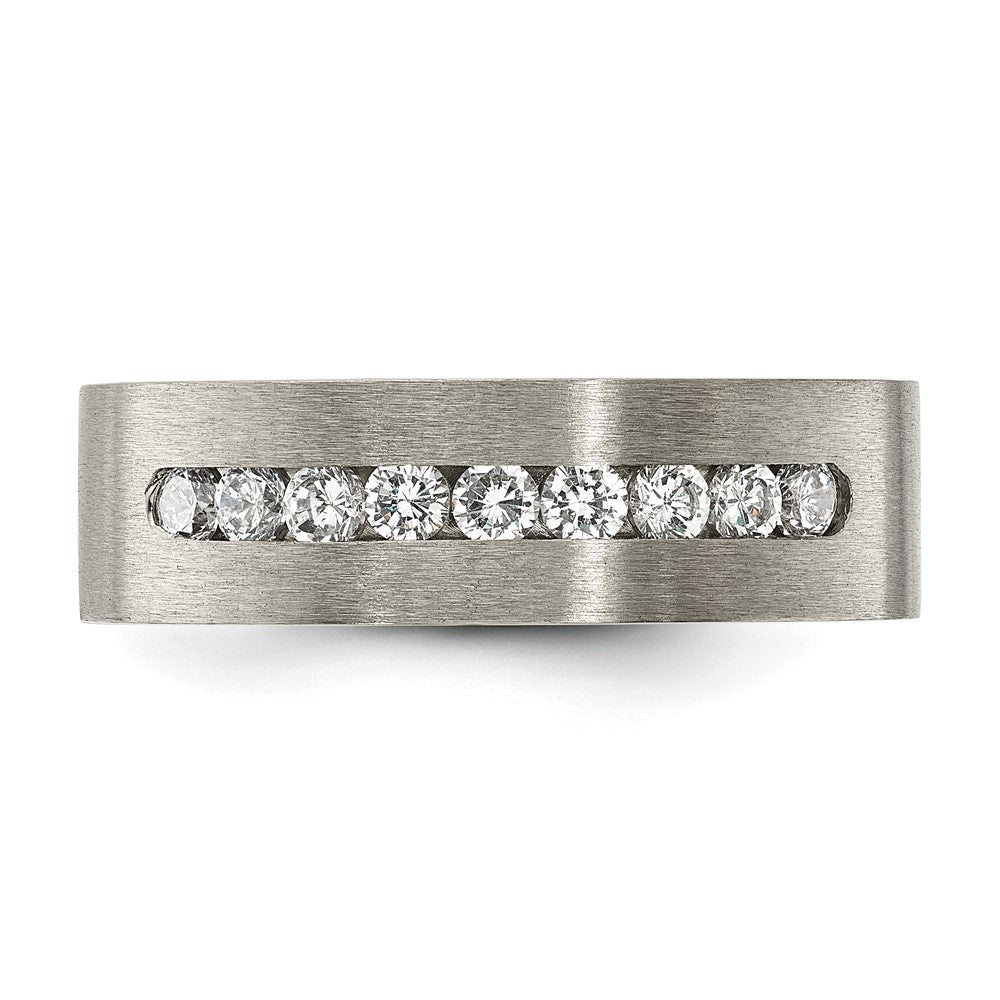 Chisel Titanium Brushed with CZ Flat 7.00mm Band