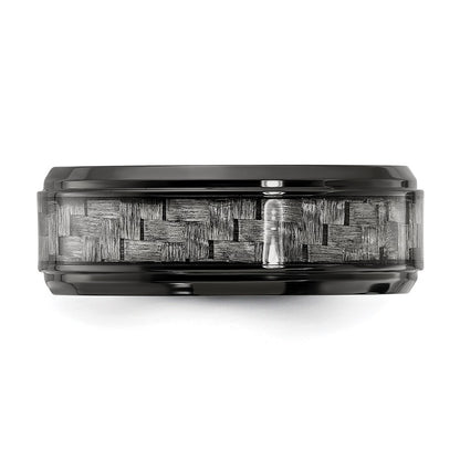 Chisel Black Titanium Polished with Grey Carbon Fiber Inlay 8.00mm Band