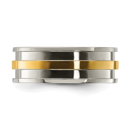 Chisel Titanium Polished with Yellow IP-plated Center 8.00mm Band