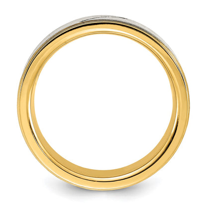 Chisel Titanium Polished Yellow IP-plated with CZ Brushed Center 8.00mm Band