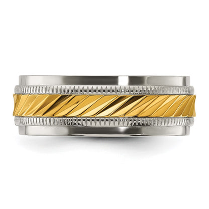 Chisel Titanium Polished with Yellow IP-plated Center 8.00mm Band