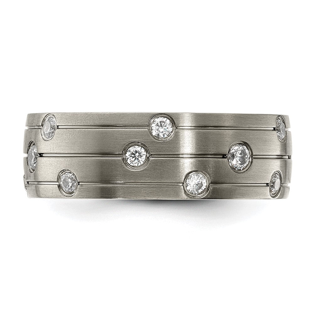 Chisel Titanium Brushed with CZ 8.00mm Band