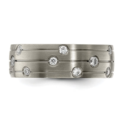 Chisel Titanium Brushed with CZ 8.00mm Band