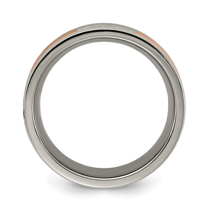 Chisel Titanium Polished Rose IP-plated with CZ 7.00mm Band
