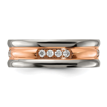Chisel Titanium Polished Rose IP-plated with CZ 7.00mm Band