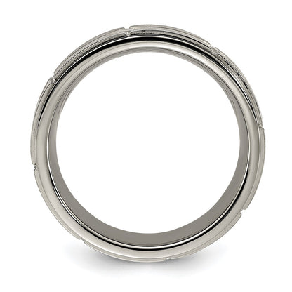 Chisel Titanium Polished with Brushed Center with CZ 7.00mm Band