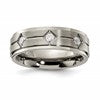 Chisel Titanium Polished with Brushed Center with CZ 7.00mm Band