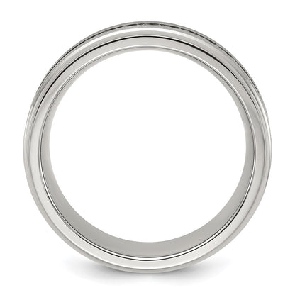 Chisel Titanium Polished with Brushed Center and CZ 7mm Band