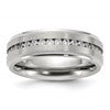 Chisel Titanium Polished with Brushed Center and CZ 7mm Band