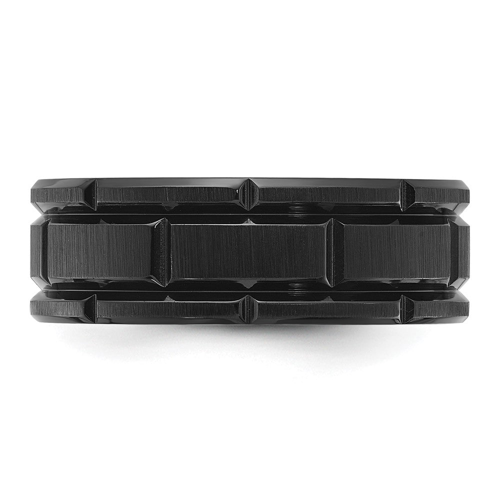 Chisel Titanium Brushed and Polished Black IP-plated Notched 8mm Band