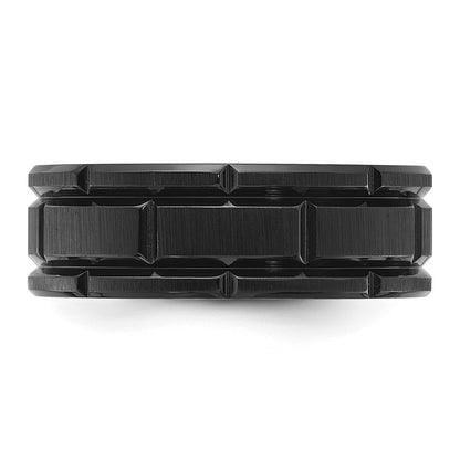 Chisel Titanium Brushed and Polished Black IP-plated Notched 8mm Band