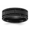 Chisel Titanium Brushed and Polished Black IP-plated Notched 8mm Band