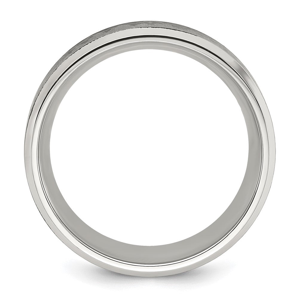 Chisel Titanium with Brushed Center Laser Design Mountains 8mm Band