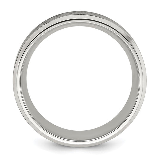 Chisel Titanium with Brushed Center Laser Design Mountains 8mm Band