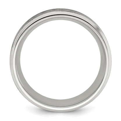 Chisel Titanium with Brushed Center Laser Design Mountains 8mm Band