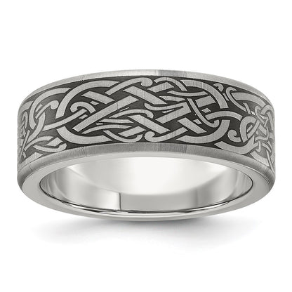 Chisel Titanium Brushed Laser Design 8mm Band