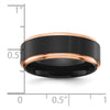 Chisel Titanium with Brushed Center Black and Rose IP-plated 8mm Band