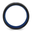 Chisel Titanium Polished Black and Blue IP-plated with Blue CZ Carbon Fiber Inlay in Clear Epoxy 8mm Band