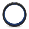 Chisel Titanium Polished Black and Blue IP-plated with Blue CZ Carbon Fiber Inlay in Clear Epoxy 8mm Band