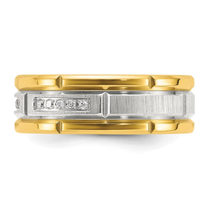 Chisel Titanium Polished with Brushed Center Yellow IP-plated CZ 8mm Band