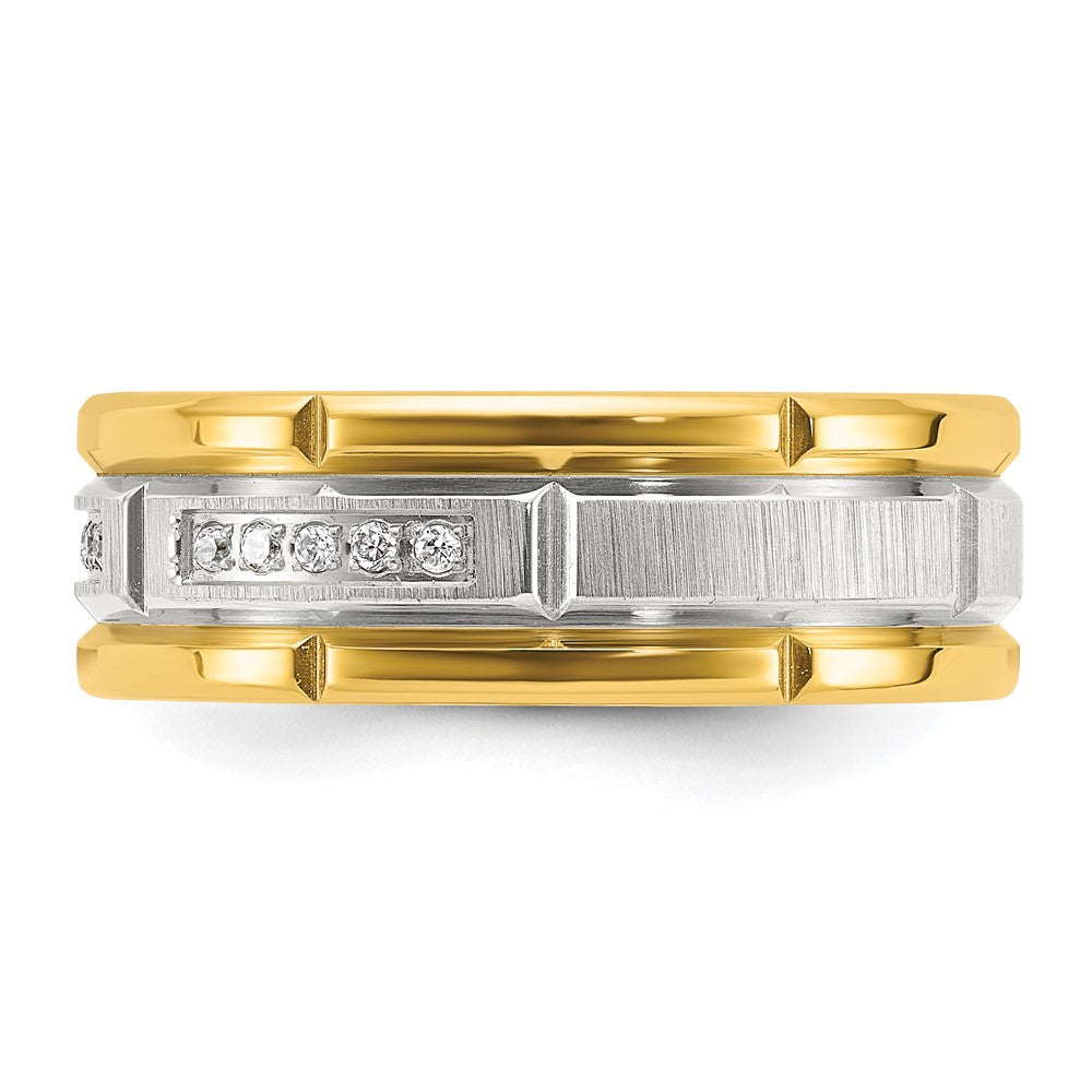 Chisel Titanium Polished with Brushed Center Yellow IP-plated CZ 8mm Band