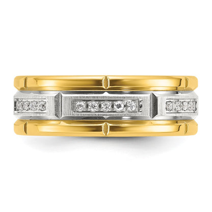 Chisel Titanium Polished with Brushed Center Yellow IP-plated CZ 8mm Band