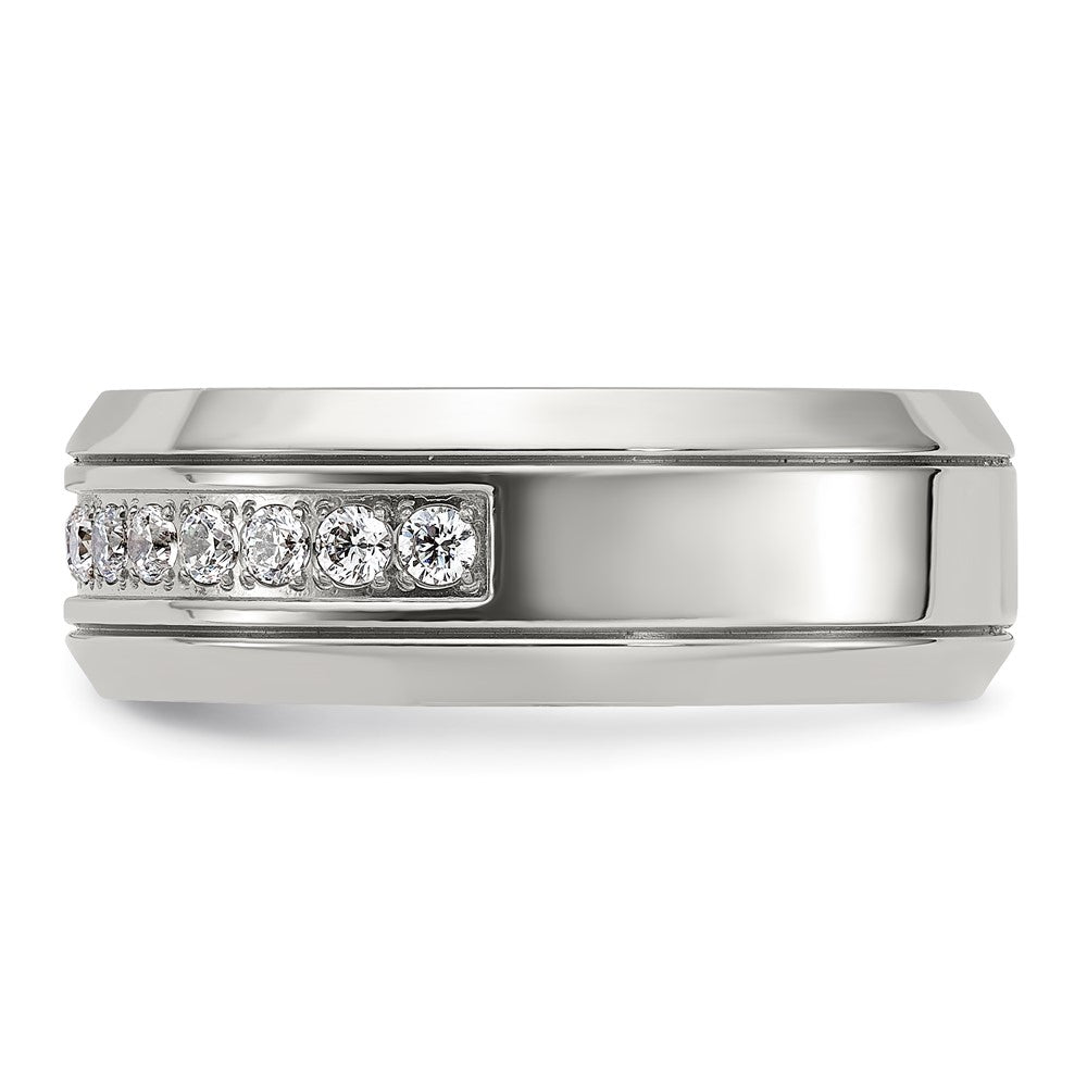 Chisel Titanium Polished with CZ 8mm Band