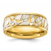 Chisel Titanium Polished Yellow IP-plated with Ceramic Fragments Inlay 8mm Band