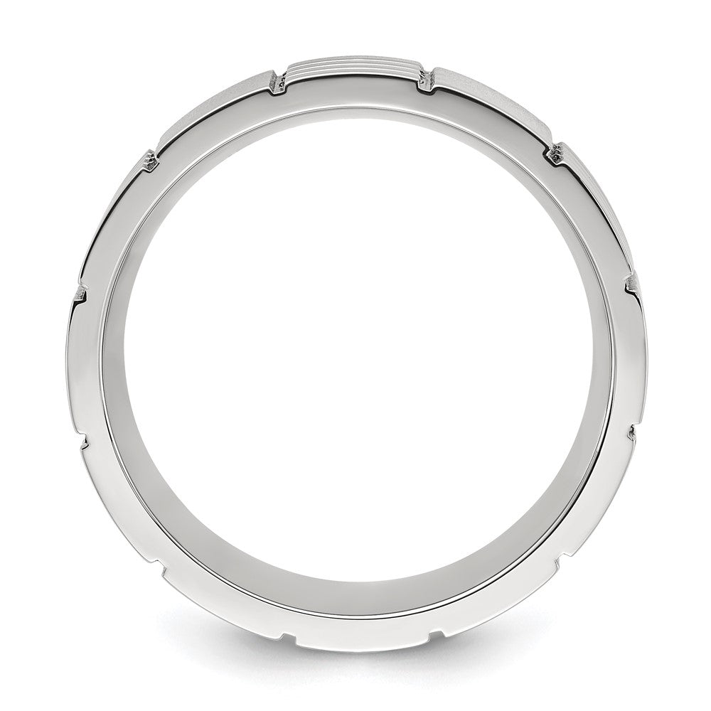 Chisel Titanium Brushed and Polished Grooved 8mm Band