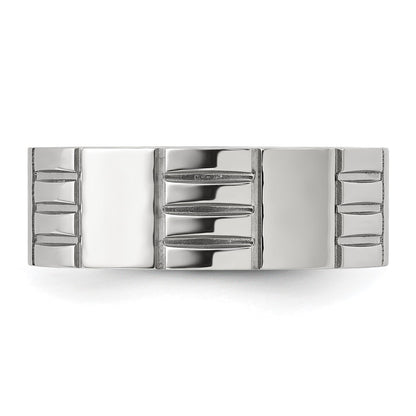 Chisel Titanium Brushed and Polished Grooved 8mm Band