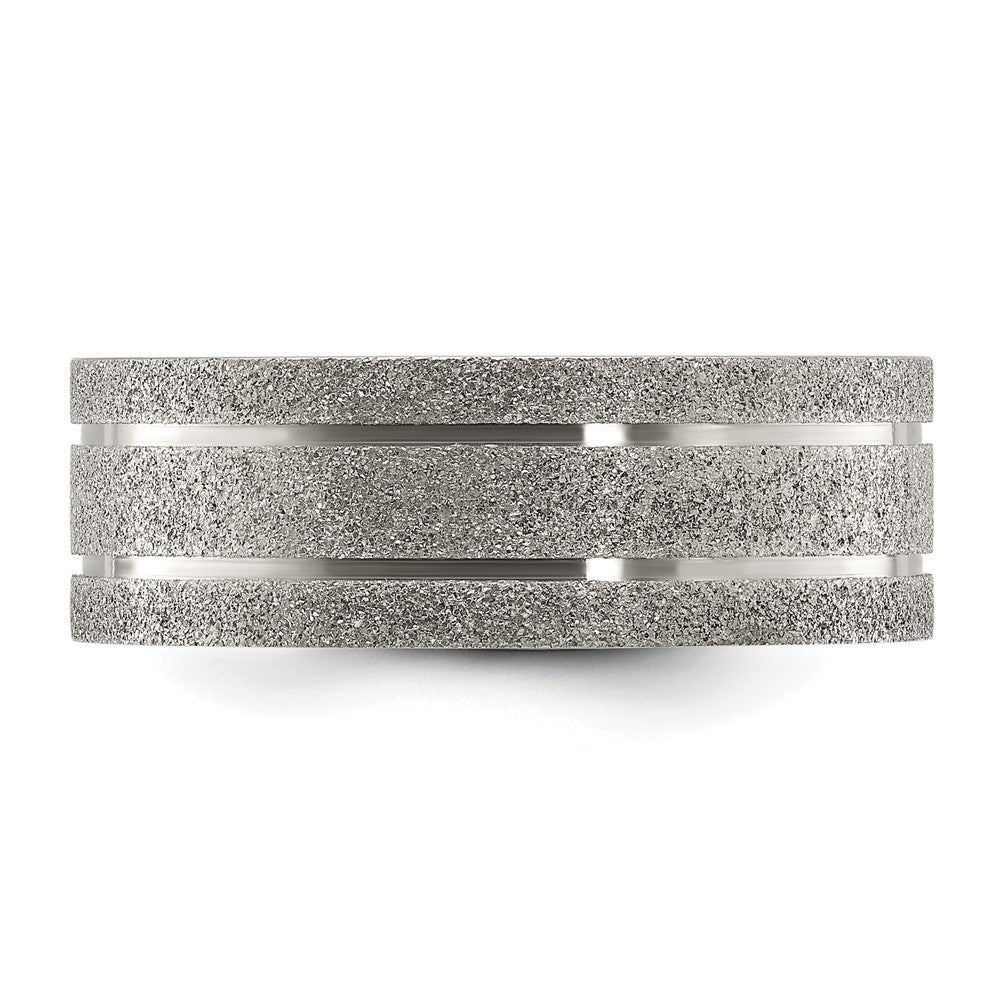 Chisel Titanium Polished Laser-cut Grooved 8mm Band