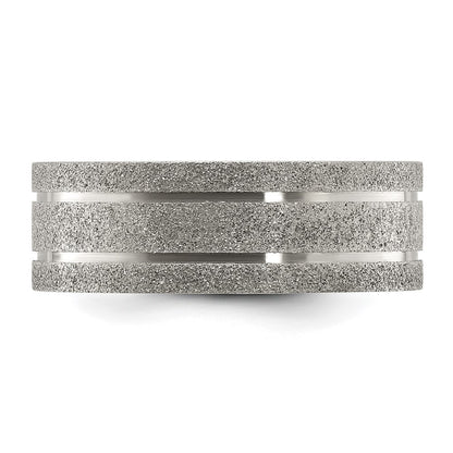 Chisel Titanium Polished Laser-cut Grooved 8mm Band